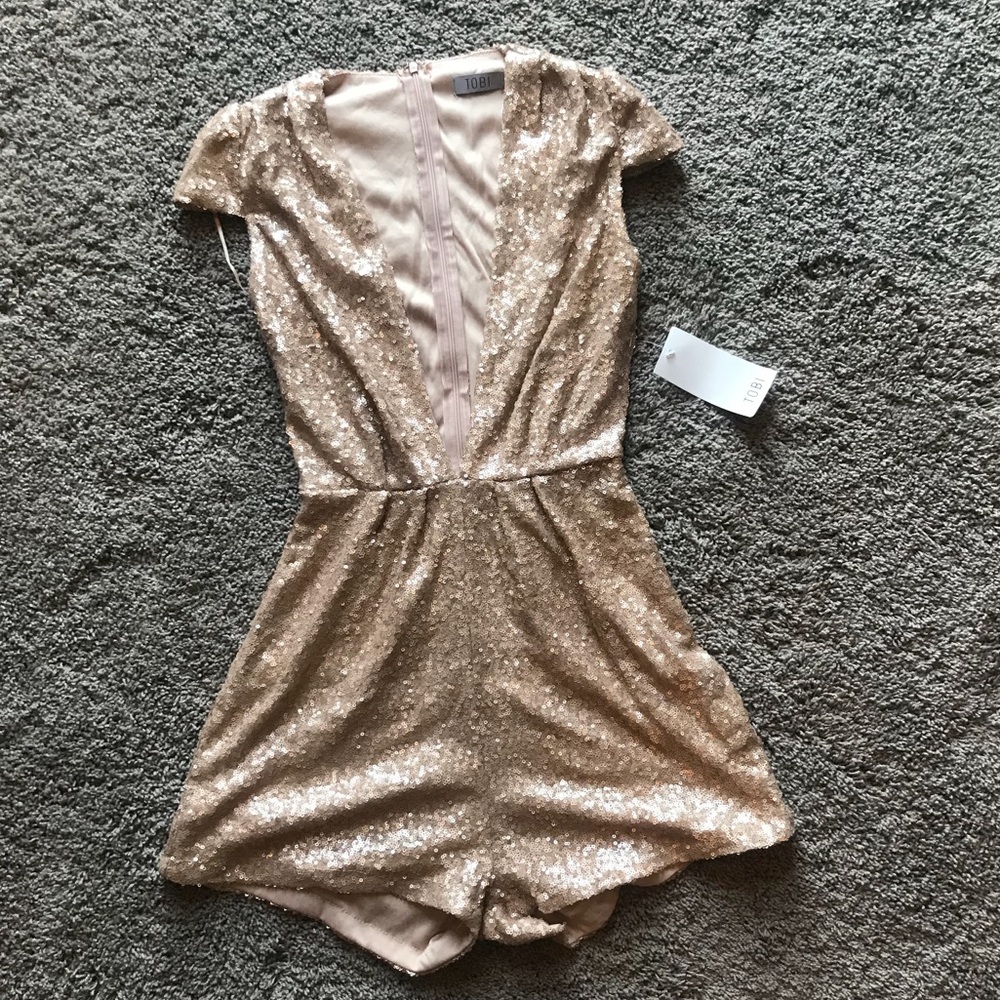 NWT Gold Sequin Tobi Romper, XS